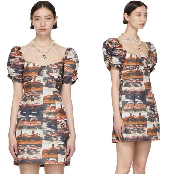 Heaven By Marc Jacobs Mini Black Brown Dress Taffeta Size S - Picture 3 of 10